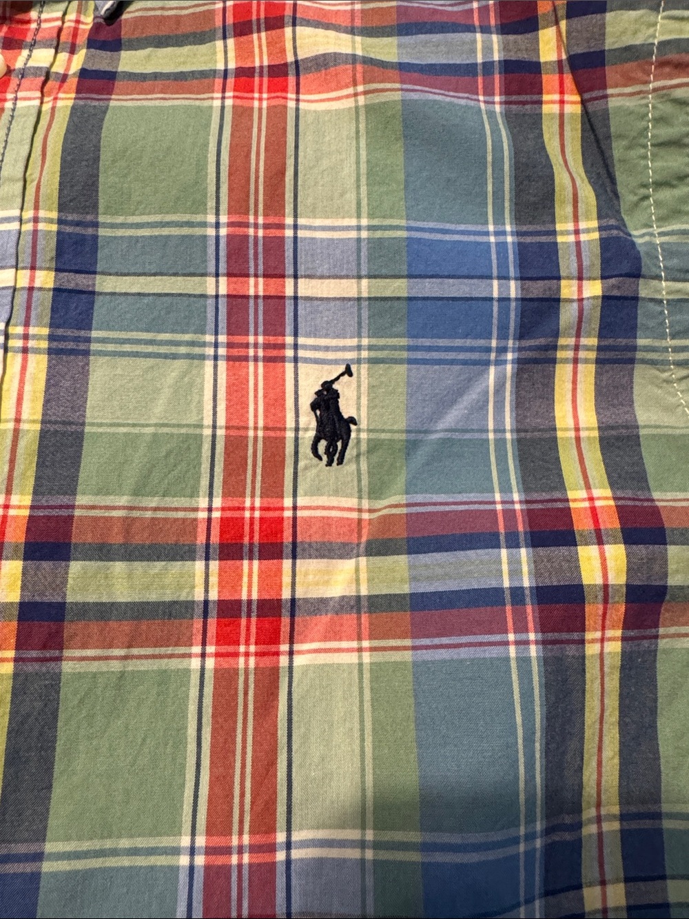 Boys Ralph Lauren  Plaid Button-Down Shirt  with navy horse size 14/16
